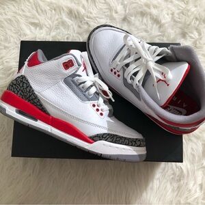 Air Jordan 3 fire red. Big kids 5.5. Womens 7. Fire red. Aj3   Rare design